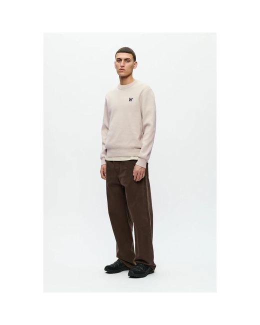 WOOD WOOD White Round-Neck Knitwear for men