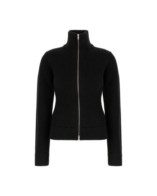 Maison Margiela Truien & Vesten ,Zwart ,Wol Wool Zipped Cardigan in het Black