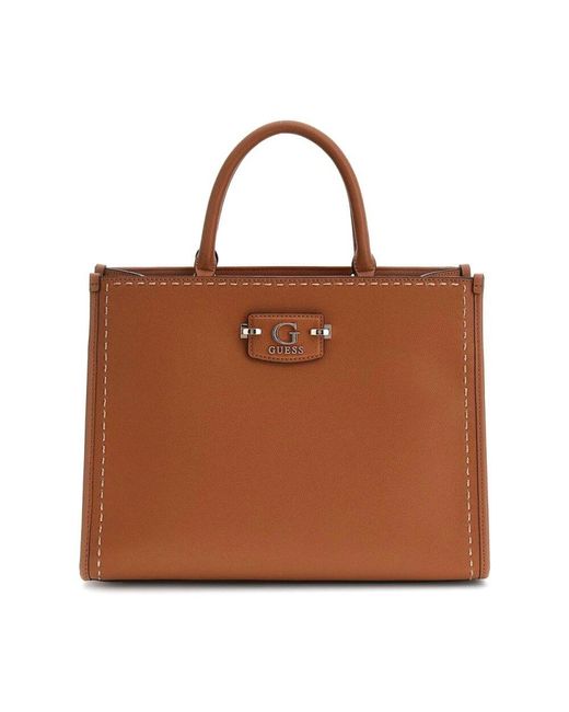 Guess Brown Anadela 3 fächer satchel tasche karamell