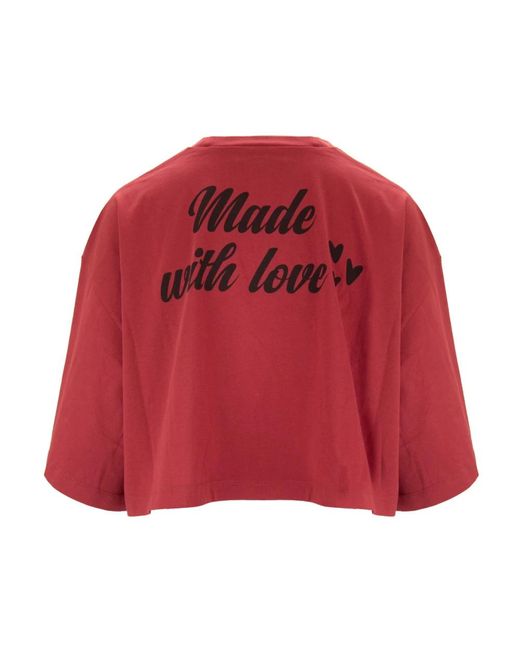 DSquared² Tops ,Rood ,Katoen Crop T-Shirt in het Red