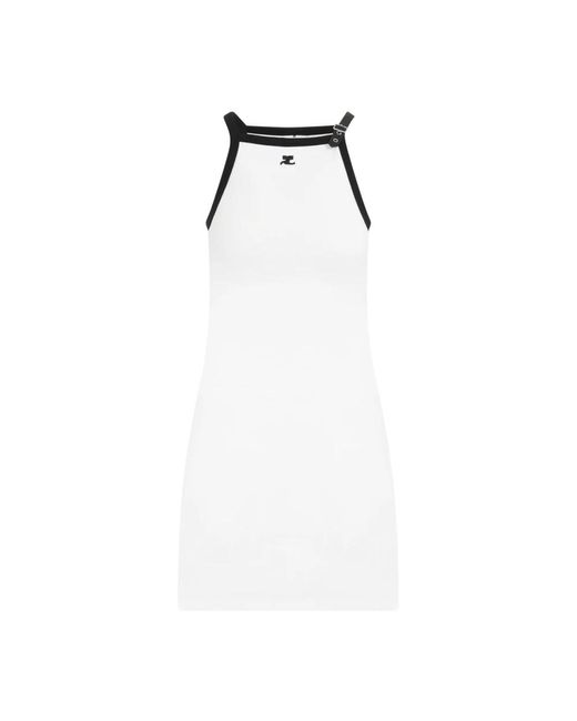 Abito mini in cotone bianco nero di Courreges in White