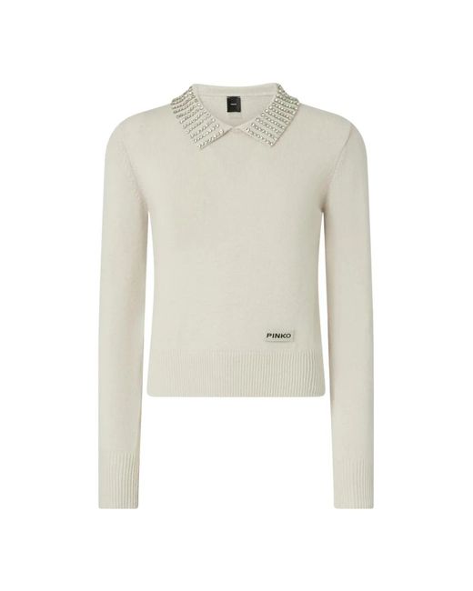 Pinko Blend Strass Gebreide Kleding in het White