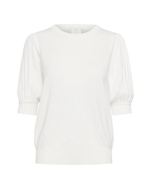 Kaffe White Round-Neck Strickwaren