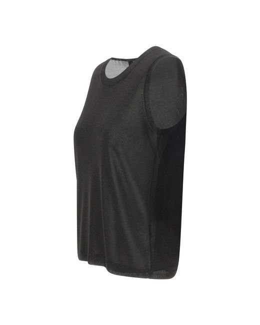 Gran Sasso Black Sleeveless Tops