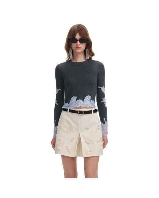 Self-Portrait Round-Neck Knitwear in het Black