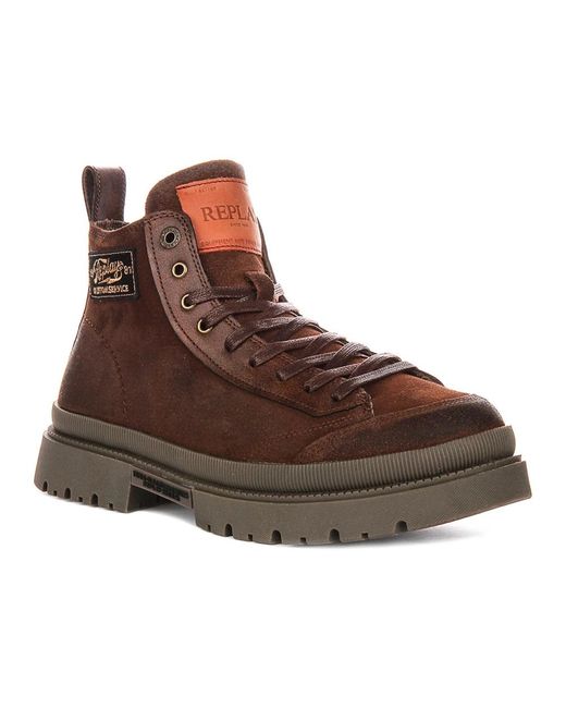 Replay Brown Lace-Up Boots for men