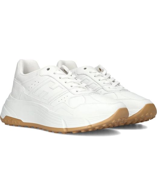 Hogan Schoenen ,Wit ,Leer Low-Top Sneakers Met Veters in het White