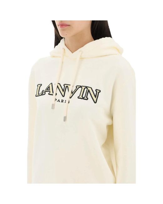 Lanvin White Curb logo kapuzenpullover aus fleece-rückseite baumwolljersey