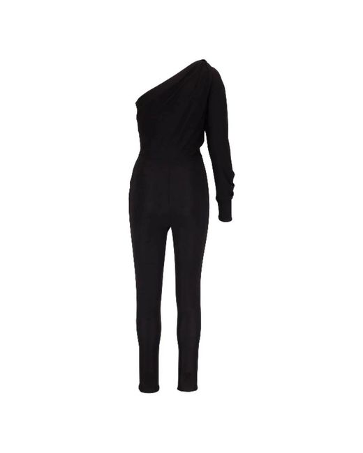Saint Laurent Jumpsuits & Playsuits ,Zwart ,One-Shoulder Ruched Jumpsuit in het Black
