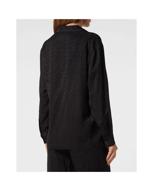 Philipp Plein Overhemden ,Zwart ,Shirt Monogram in het Black
