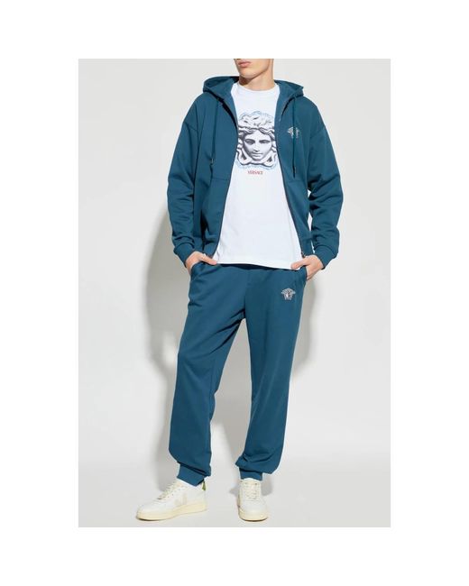 Versace Tops ,Wit ,Katoen Gedrukt Katoenen Jersey Regular T-Shirt in het White voor heren