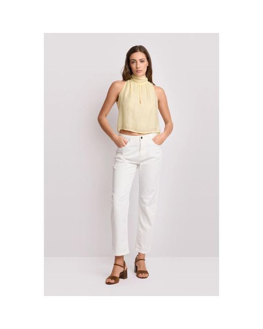 Kocca Tops ,Geel ,Leer Halter Neck Top in het White