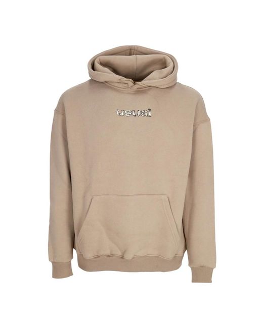 USUAL Hoodies & Sweatvesten ,Bruin ,Katoen Bones Hoodie Met Voorzak in het Natural voor heren