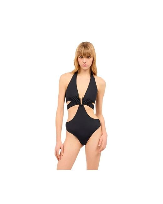 Just Cavalli Badmode ,Zwart ,Geometric Cut-Out Badpak in het Blue