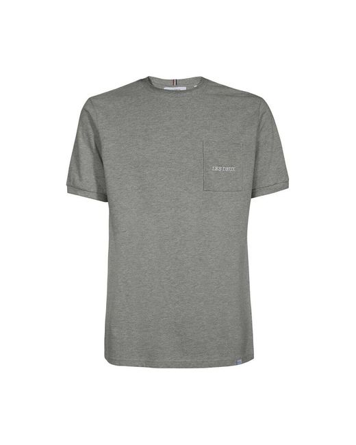 Les Deux Baumwoll-ripp-crew t-shirt in Gray für Herren