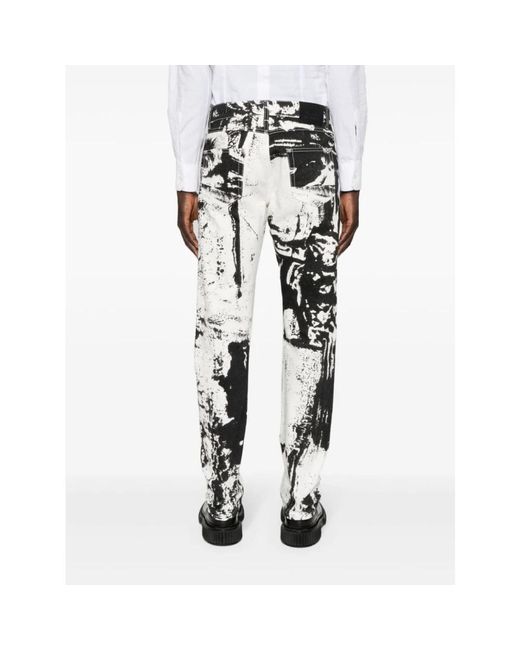 Alexander McQueen White Printed Denim Jeans for men