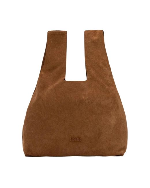 MSGM Brown Mittlere Wildleder-Tragetasche