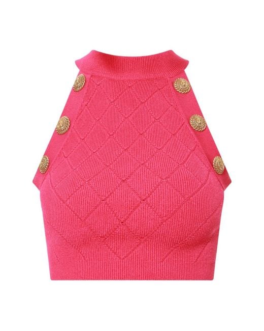 Balmain Pink Round-Neck Knitwear