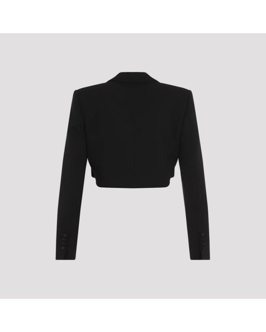 Dolce & Gabbana Luxe Zwarte Wol Zijde Jas in het Black