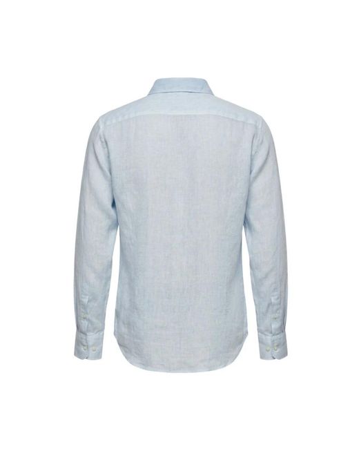 120% Lino Blue Casual Shirts for men