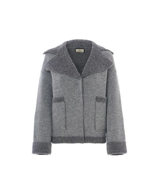 Windsor. Truien & Vesten ,Grijs ,Wol Oversized Gebreide Shearling Jas in het Gray