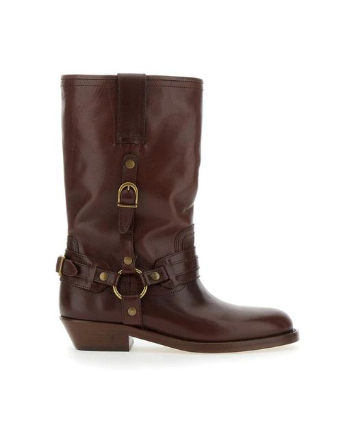 Isabel Marant Brown Braune leder-stiefeletten mit schnalle