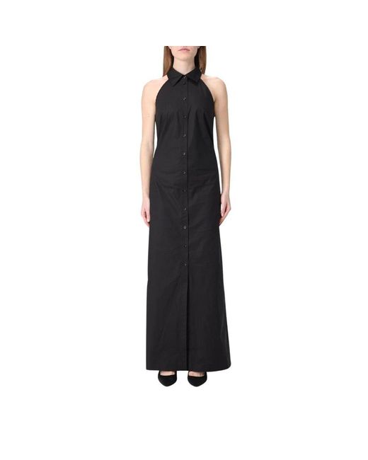Twinset Black Beiges Ärmelloses Maxikleid