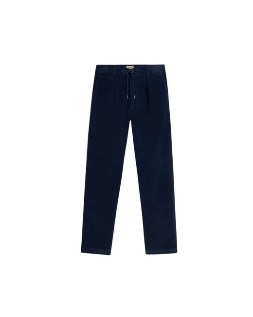 Woolrich Blue Straight Trousers for men