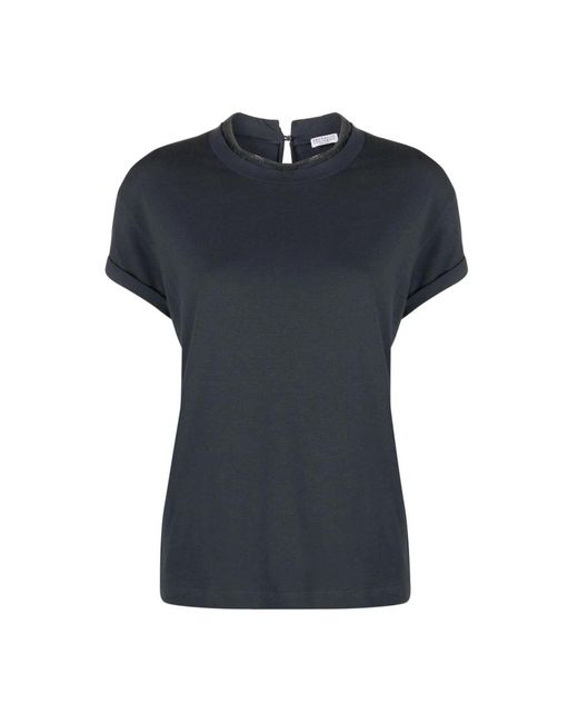 Brunello Cucinelli Black Dunkelgraue t-shirts & polos für frauen