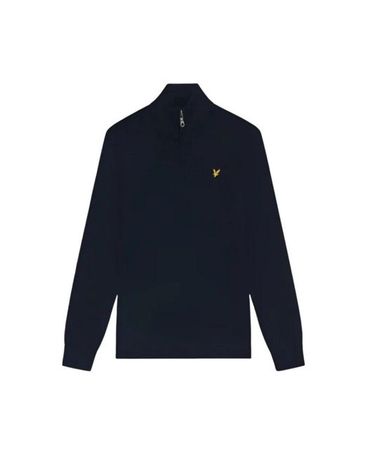 Lyle & Scott Truien & Vesten ,Blauw ,Katoen Cotton Merino 1/4 Zip Jumper in het Blue voor heren