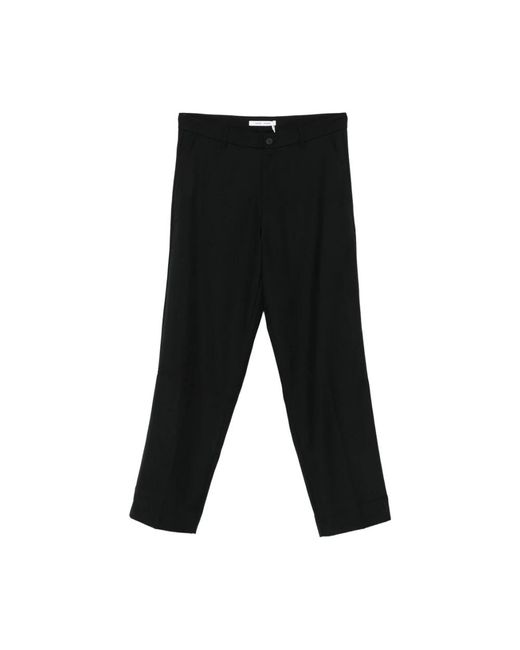 Samsøe & Samsøe Broeken ,Zwart ,Wol Zwarte Wollen Rechte Broek in het Black voor heren