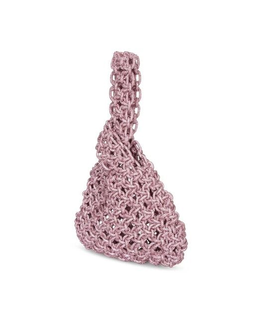 HIBOURAMA Pink Rosa Metallgewebte Handtasche