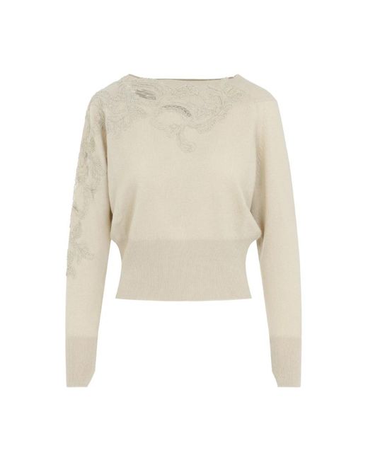 Ermanno Scervino White Round-Neck Knitwear