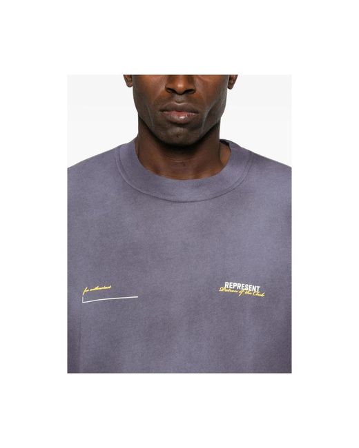 Represent Tops ,Blauw ,Katoen Paarse Grafische Print Crew Neck T-Shirt in het Blue voor heren