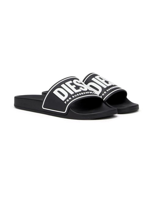 DIESEL Black Sliders for men