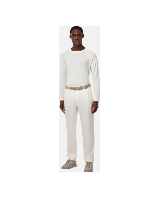 Boggi Round-Neck Knitwear in het White voor heren