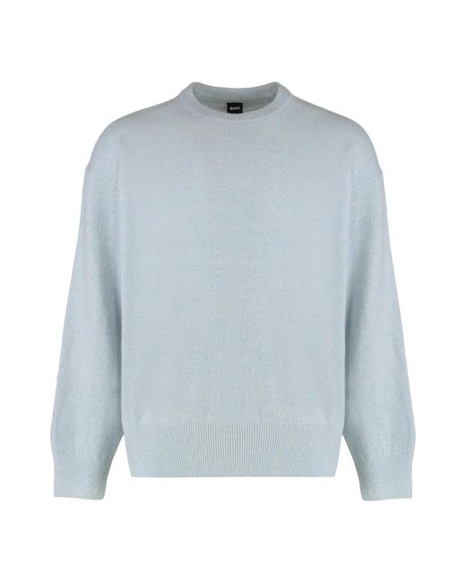 Boss Blue Round-Neck Knitwear for men