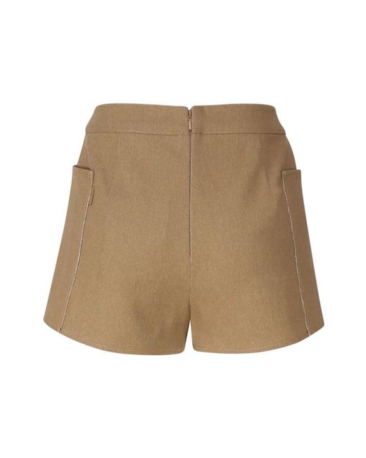 Max Mara Natural Beige baumwoll-drill mini shorts