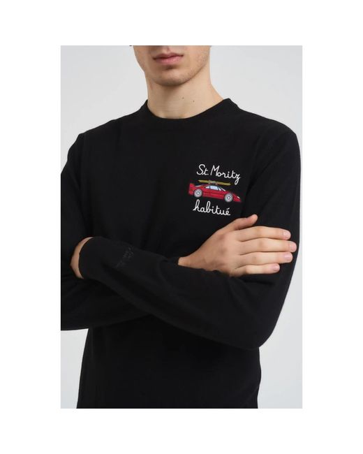 Mc2 Saint Barth Black Round-Neck Knitwear for men