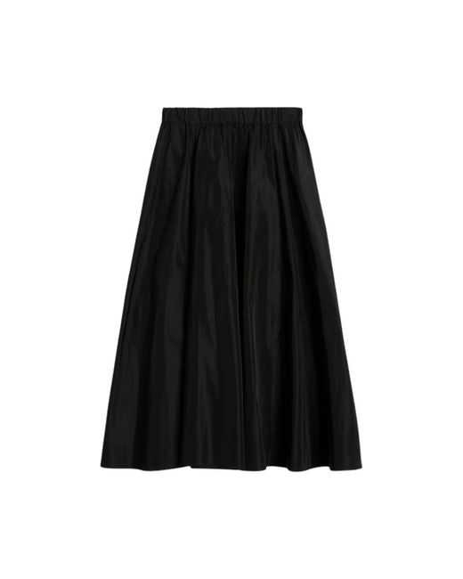 Aspesi Geplooide Midi-Rok Met Elastische Taille in het Black