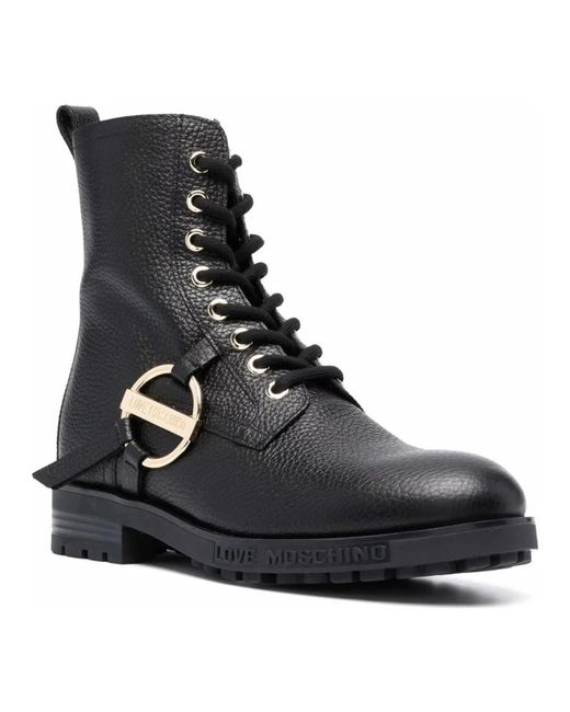 Love Moschino Black Lace-Up Boots
