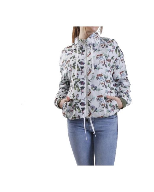 Herno White Floral Print Bomber Jacket