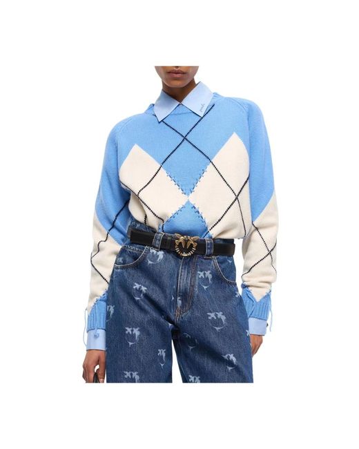 Pinko Blue Round-Neck Knitwear