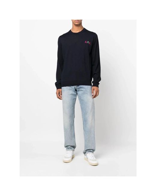 A.P.C. Blue Round-Neck Knitwear for men