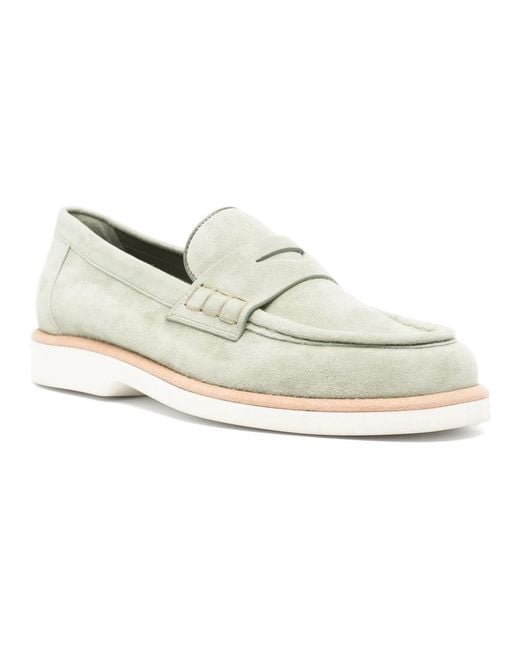 Santoni White Loafers