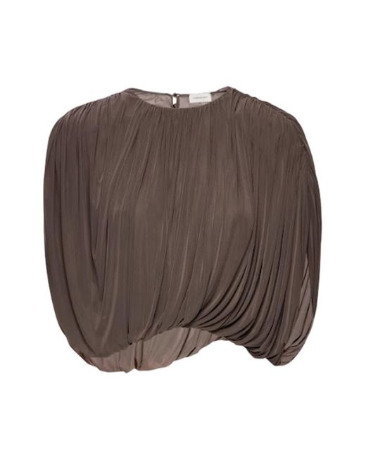 Magda Butrym Overhemden ,Bruin ,Gedrapeerde Jersey Top in het Brown