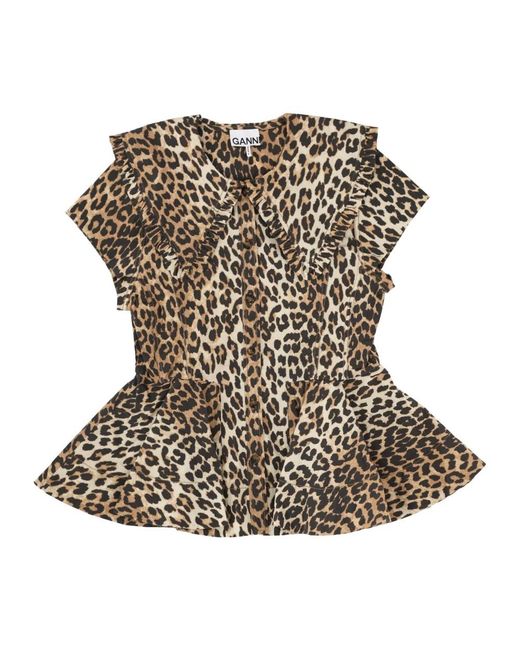 Blouses Ganni de color Brown