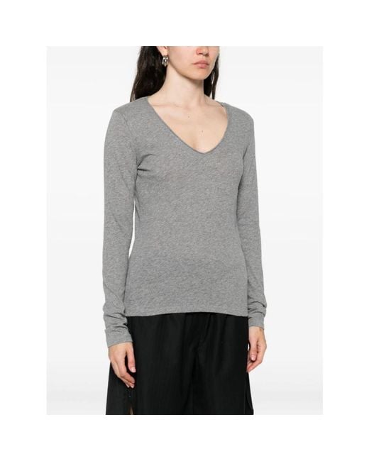 Majestic Filatures Gray Kaschmir-Mix Pullover Grigio Aw25