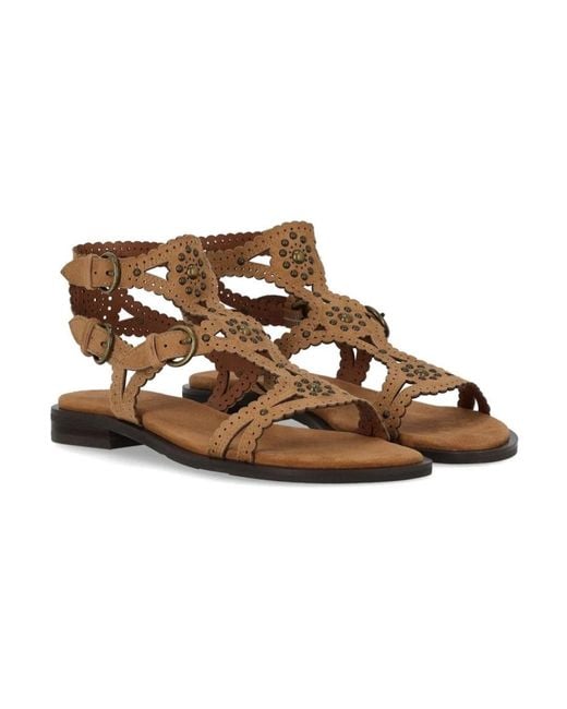 Ash Brown Flat Sandals