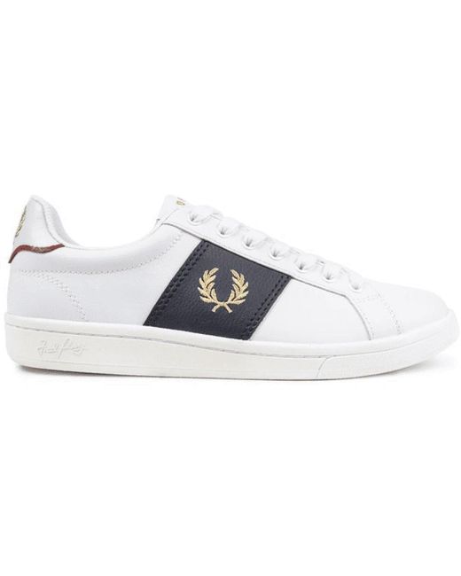 Fred Perry Blue B721 Leather Side Panel White for men